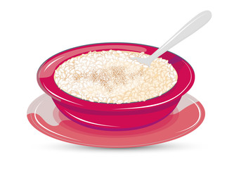 Milchreis mit Zimt im Teller knallig pink