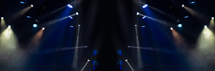 Abstract texture background for design. Stage light and smoke on stage, lighting and spotlights.