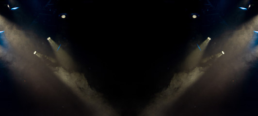 Abstract texture background for design. Stage light and smoke on stage, lighting and spotlights.