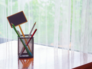 Stationery on the desk at home