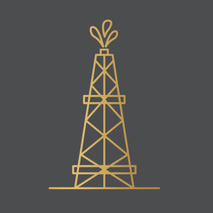 golden oil rig icon- vector illustration