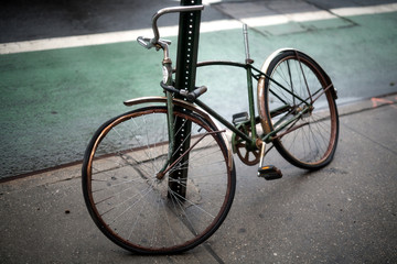 Fototapeta na wymiar Bicycle Parked On Street