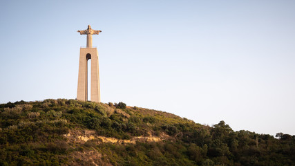 Cristo Rei, The Christ Statue of Lisbon. The Sanctuary of Christ the King monument on the hills of Almada overlooking the city of Lisbon, Portugal.