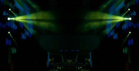 Abstract texture background for design. Stage light and smoke on stage, lighting and spotlights.