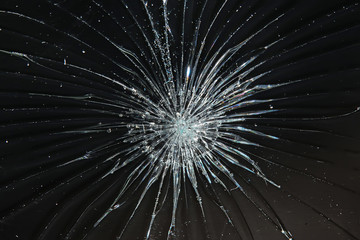 cracked black glass / broken glass abstract texture background