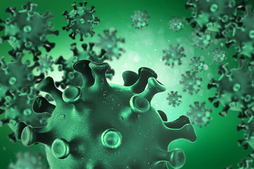 Chinese coronavirus COVID-19 under the microscope. Abstract background, concept of quarantine pandemic infection