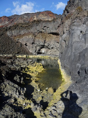 Natural volcanic green pools in Echentive Beach. La Palma Island. Canary Islands. Spain.