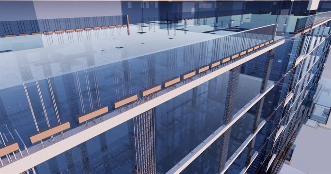 3D BIM model of reinforcement framework of the building