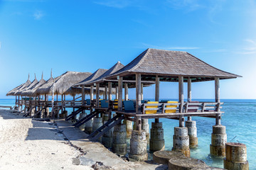 The beautiful ocean coast of Gili Trawangan island, Bali, Indonesia.