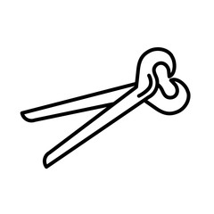 Carpenter tool clip pliers isolated on white background. Line icon for construction, decoration, repair services. Tool kits. Sale, rent. Hand tools.  Shop for locksmith, carpenter, foreman.