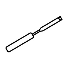 Carpenter tool chisel isolated on white background. Line icon for construction, decoration, repair services. Tool kits. Sale, rent. Hand tools.  Shop for locksmith, carpenter, foreman.