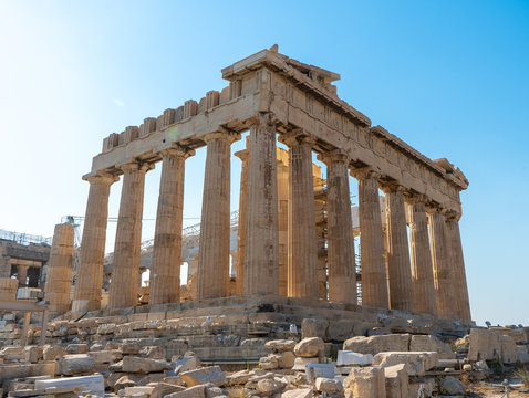 Acropolis of Athens is UNESCO World Heritage Site in Greece. Photo was taken in August 2019