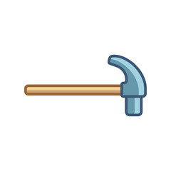 Carpenter tool hammer isolated on white background. Flat icon for construction, decoration, repair services. Tool kits. Sale, rent. Hand tools.  Shop for locksmith, carpenter, foreman.