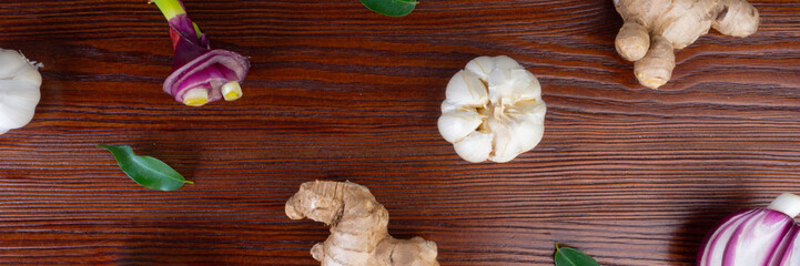 Healthy products for Immunity boosting and cold remedieson wooden background