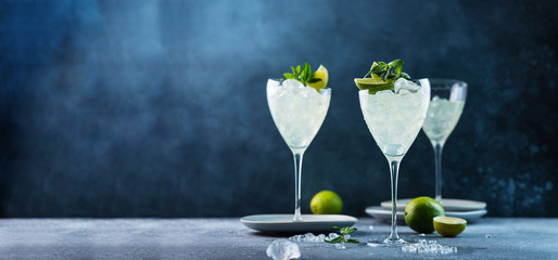 Mojito cocktail with lime and mint
