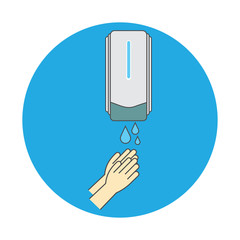 Pump Hand wash. Hand sanitizer. Rubbing alcohol. Wall mounted soap dispenser. Wall hanging hand wash container. icon design