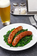 salsiccia e cime di rapa, sausage and braised tunip greens, southern italian cuisine