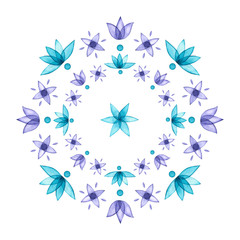 Watercolor yoga ornament. Hand drawn illustration is isolated on white. Round template is perfect for social media design, meditation poster, logo, spiritual practices wallpaper