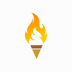 Ice cream fire vector logo