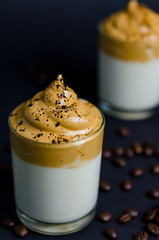 Iced Dalgona Coffee, a trendy fluffy creamy whipped coffee