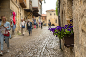 Streets typical of old world heritage village of Santillana del Mar, Spain