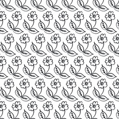 floral hand drawn pattern on white background