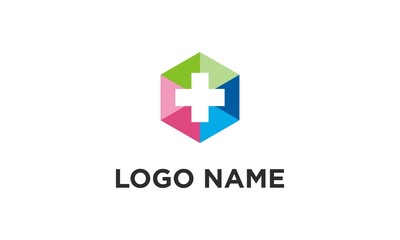 Fototapeta na wymiar medical logo with cross and overlay design