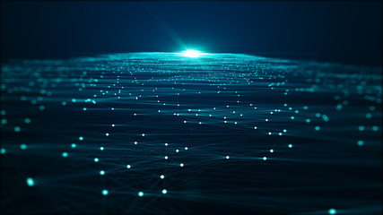  Abstract technology big data background concept. Motion of digital data flow. Transferring of big data. Transfer and storage of data sets, blockchain, server,  hi-speed internet.