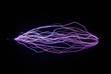 A series of spark electric discharges.. The image is used to study the physical phenomenon