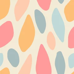 Rollo Nahtloser Musterhintergrund mit abstrakten organischen Formen, zeitgenössischem Collagenstil, Pastellfarben © C Design Studio