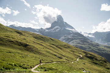 hiking trail to the Matterhorn in Swiss Alps