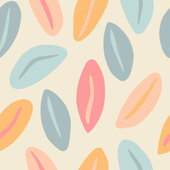 Seamless pattern background with astract organic shapes, contemporary collage style, pastel colors