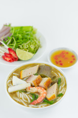 Bun Mam - A Vietnamese fermented fish noodles soup. The broth is made from fermented fish. This is a typical dish of Mekong delta in Vietnam