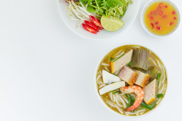 Bun Mam - A Vietnamese fermented fish noodles soup. The broth is made from fermented fish. This is a typical dish of Mekong delta in Vietnam