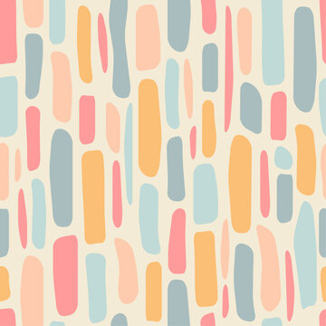 Seamless pattern background with astract organic shapes, contemporary collage style, pastel colors