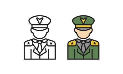 Badge military officer avatar. Vector illustration in a flat style.