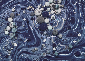 Colourful acrylic bubbles.Fluid art marble texture. Backdrop  abstract iridescent paint effect....