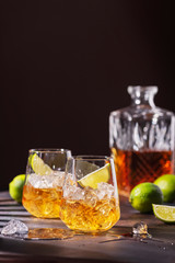 Cuban strong rum with ice and lime