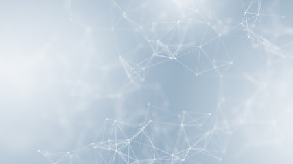 Abstract futuristic with connection lines on blue background. Plexus structure. Concept of Science, Business, Communication, Medical, Technology, Network, Cyber, Sci-fi. Illustration. 3D rendering