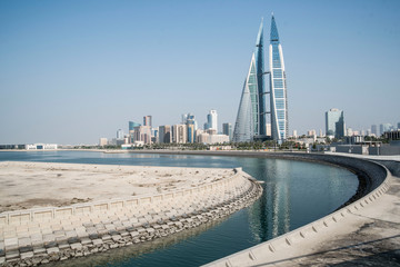 modern skyline of manama bahrain