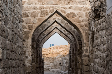 Fototapeta na wymiar ancient palace arab archways in Bahrain