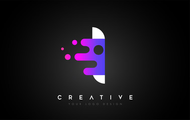 Dots Letter I Logo Design. Letter I Icon with Fluid Liquid Idea and Purple Colors Vector