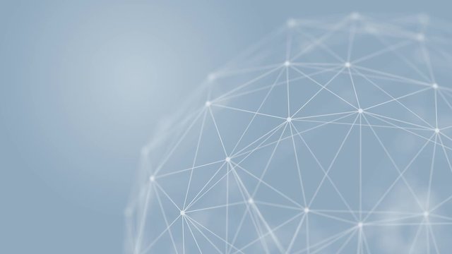 Abstract technology futuristic on blue background plexus. White glow connection lines and dots. Business Concept. Medical, Science, Communications, Network, Internet, Music, Game. 3d animation. 4K UHD