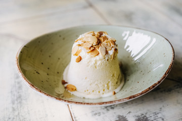 tasty handmade eco ice cream  in different colours served on a beautiful plate