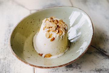 tasty handmade eco ice cream  in different colours served on a beautiful plate