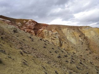 Red and yellow soil on the planet Mars