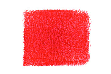 red brush stroke close up on white background