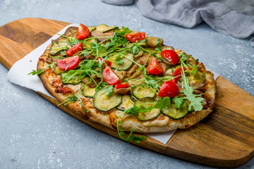 vegetable pizza at the Rome dough, Vegetarian pinsa.