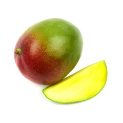 mango fruit and half of mango isolated on white background