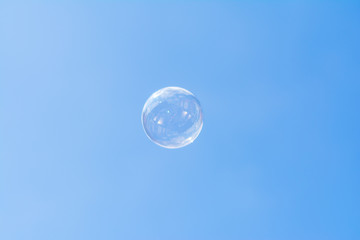 soap clear bubble on blue sky